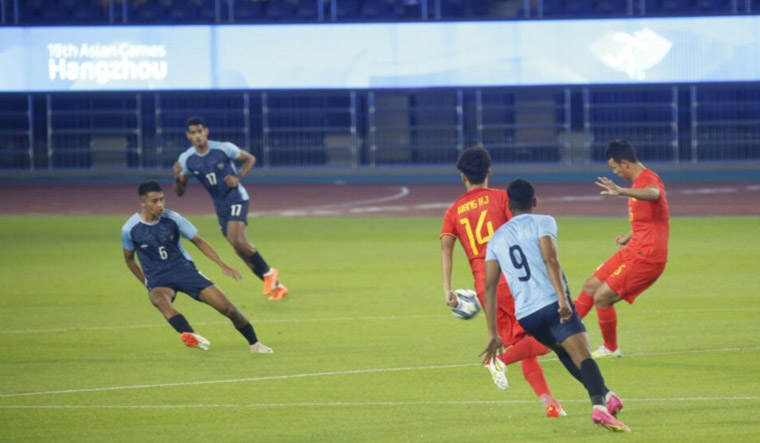 China vs India Asian Games football match